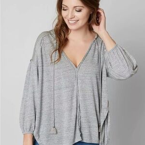 Free people Just a Henley Oversized Grey Tunic Shirt